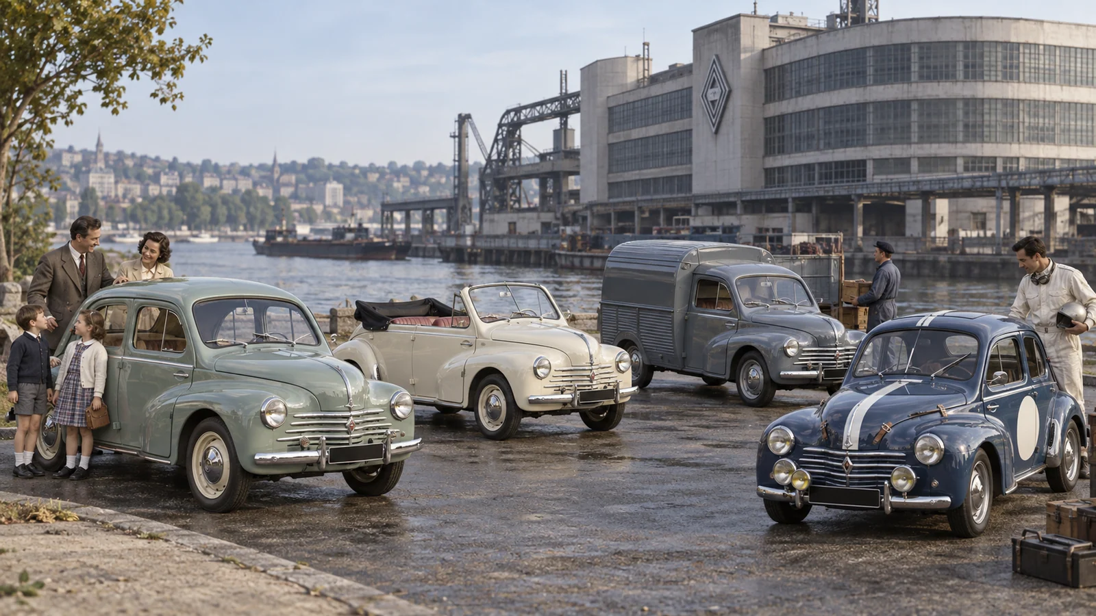Семейство версий Renault 4CV: седан, кабриолет и фургон
