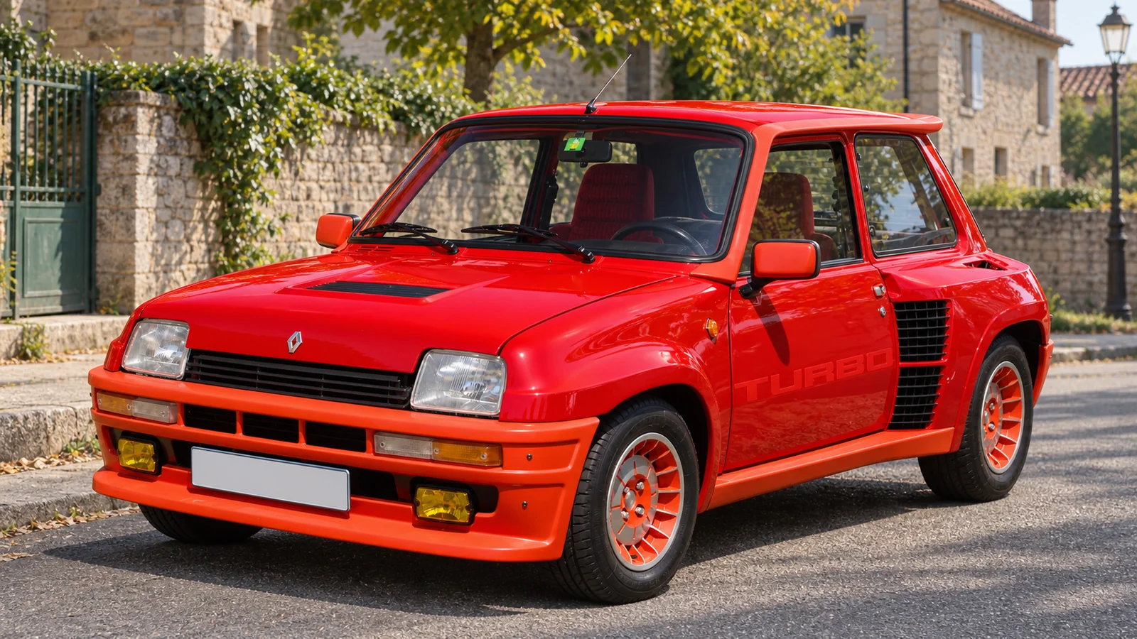 Renault 5 Turbo первой серии, 1981 год, вид спереди в три четверти