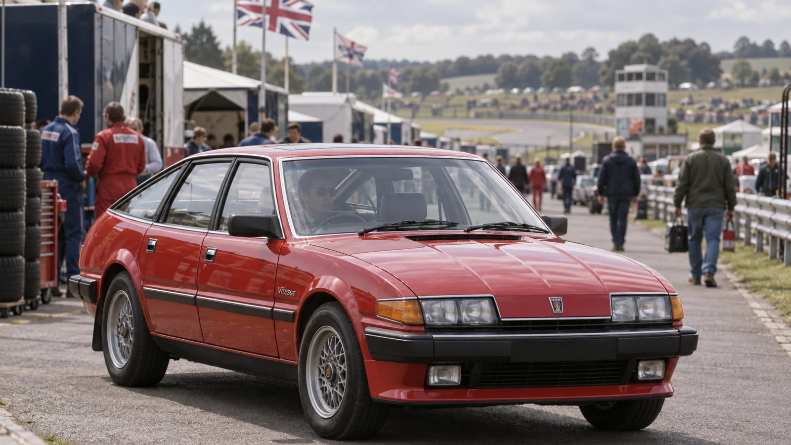 Красный Rover SD1 Vitesse рядом с британской трассой