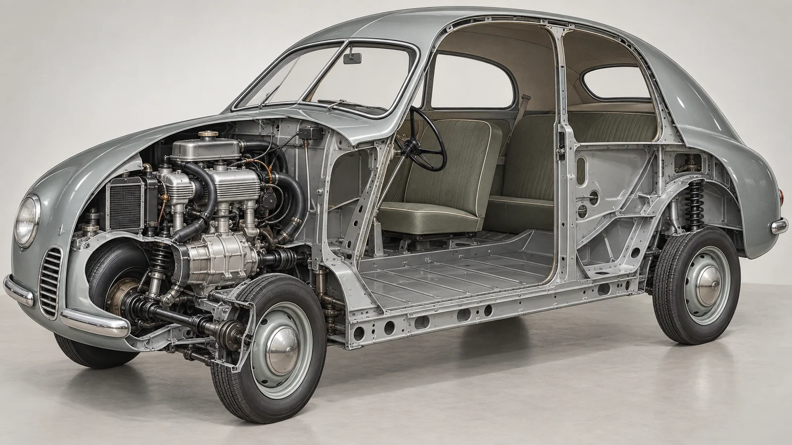 Кузов и поперечный двухтактный двигатель Saab 92