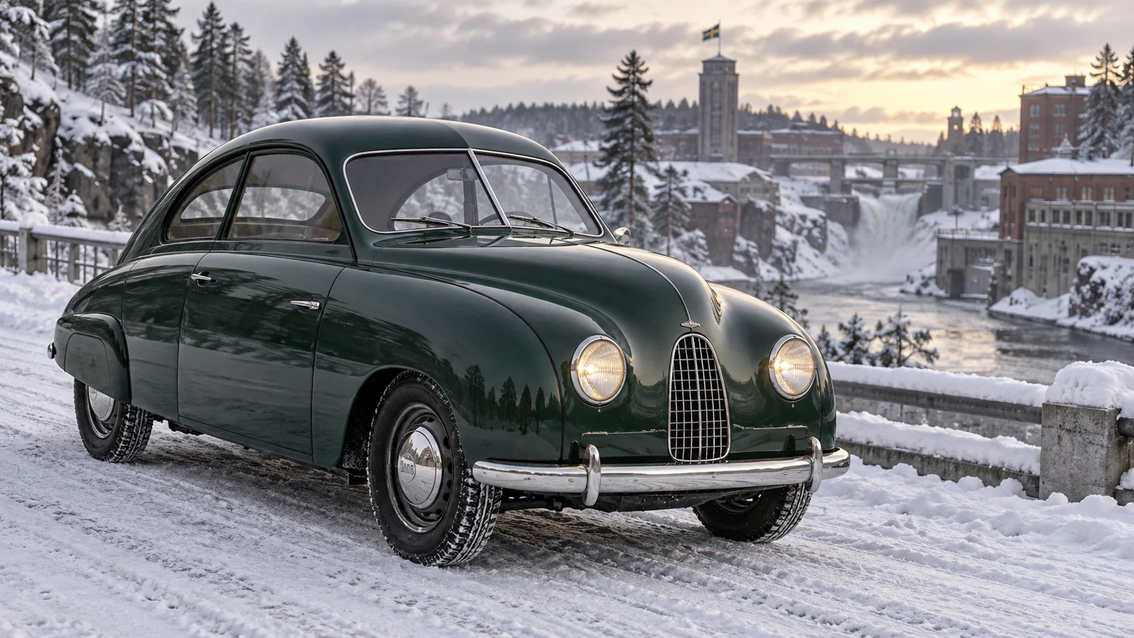 Бутылочно-зелёный Saab 92