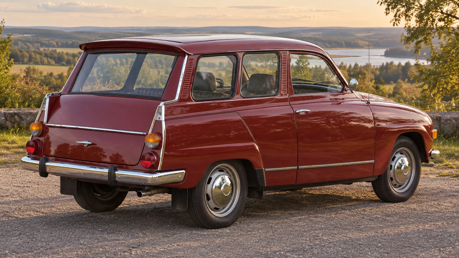 Saab 95 V4 около 1970 года, вид сзади в три четверти