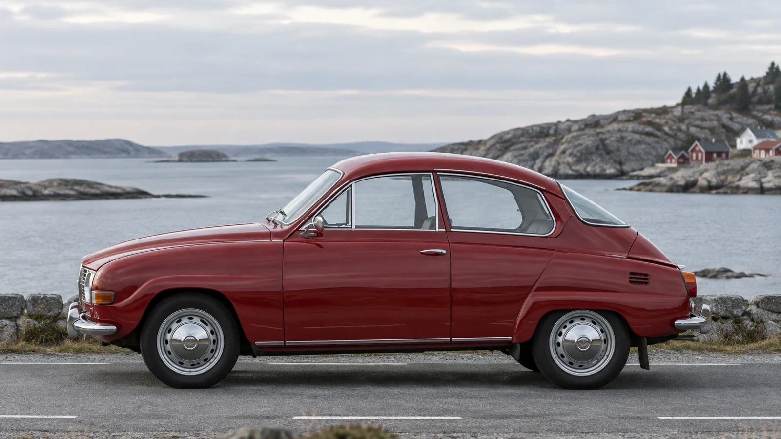 Saab 96 V4 на скандинавской дороге