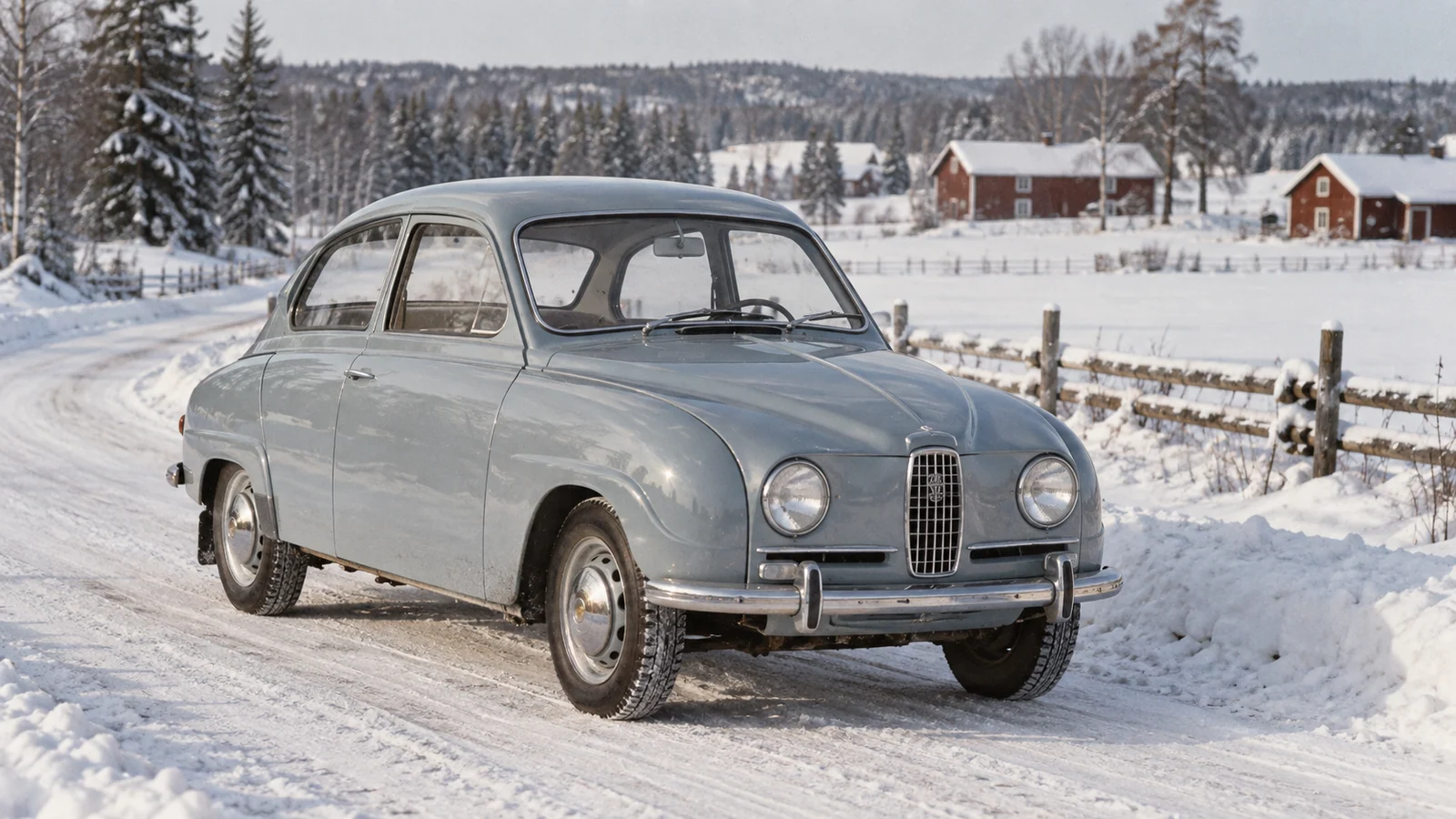 Saab 96 начала 1960-х, современная музейная иллюстрация