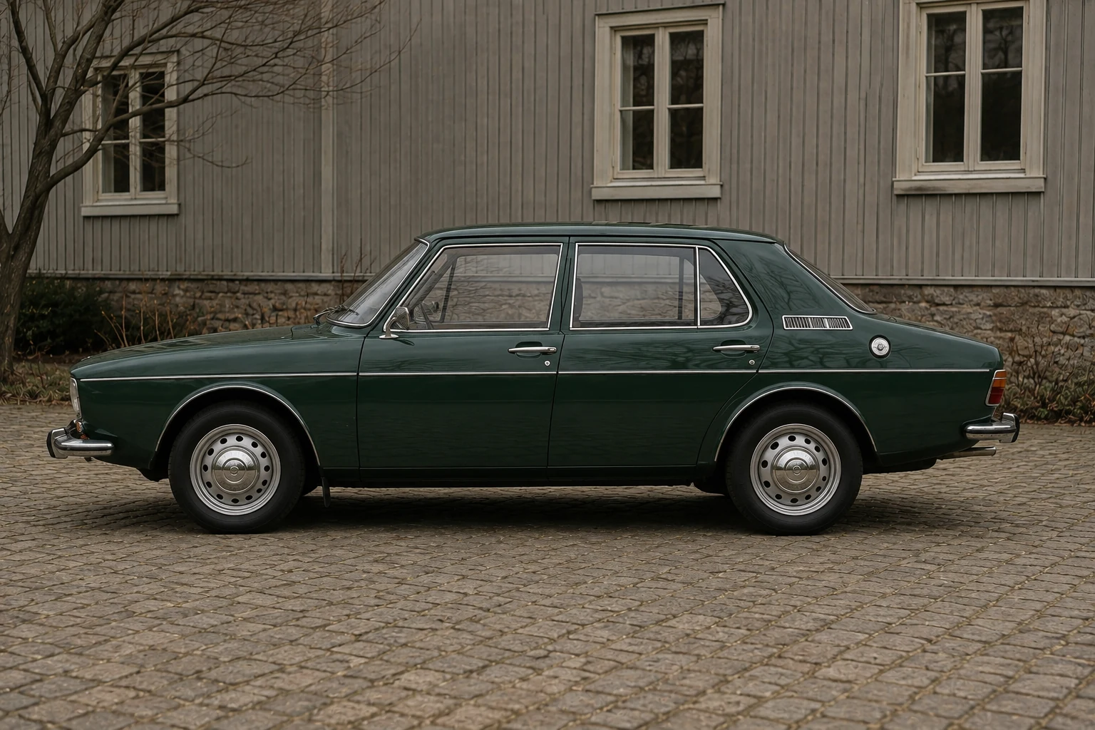 Четырёхдверный Saab 99 начала 1970-х годов в профиль