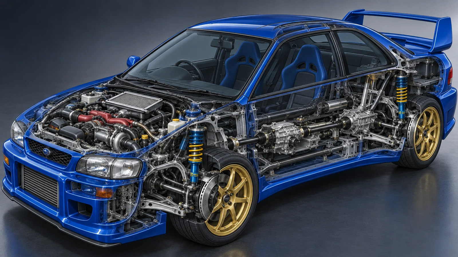 Оппозитный турбомотор и полный привод Subaru Impreza 22B STI