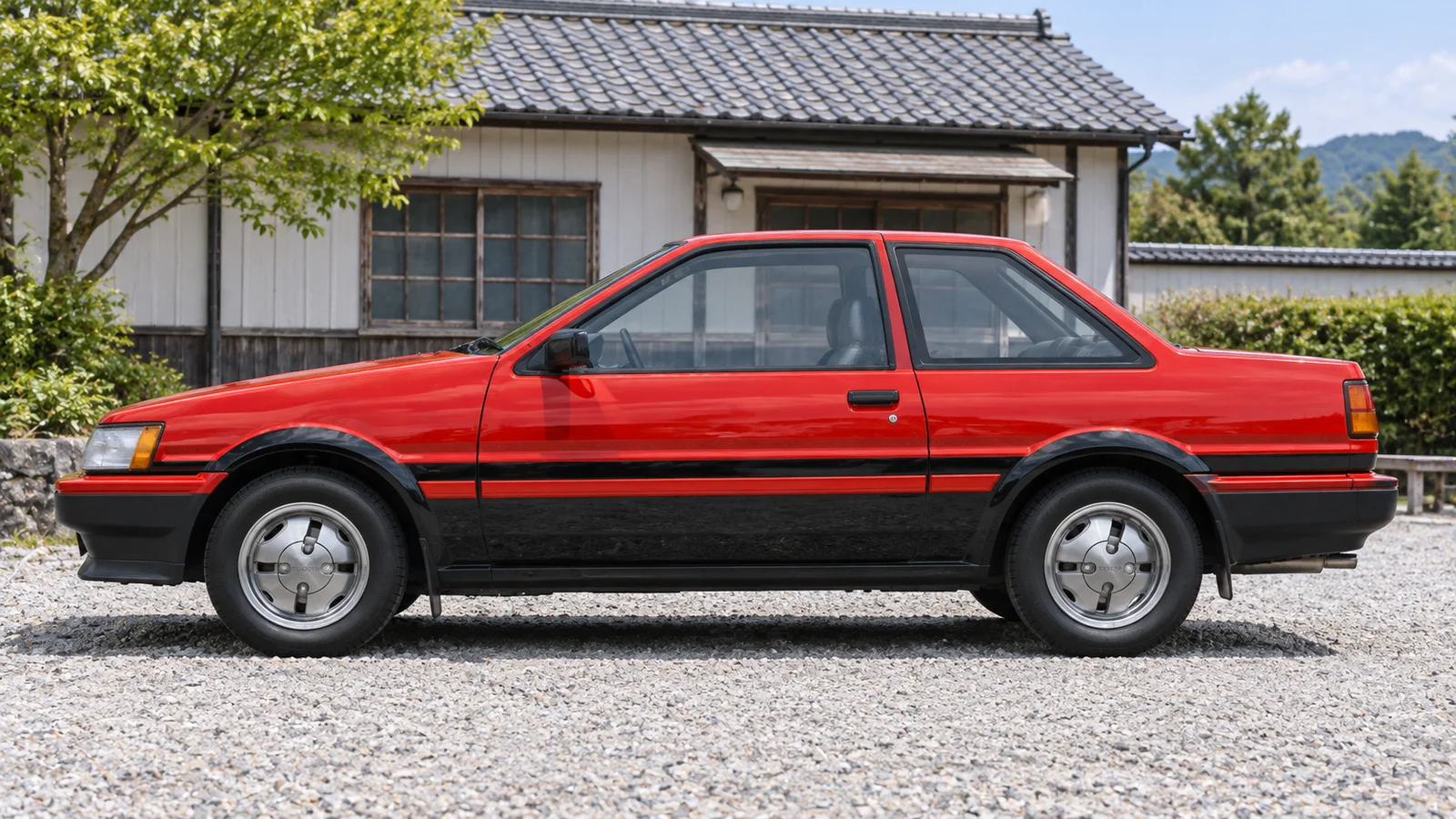 Toyota Corolla Levin AE86, двухдверное купе 1983 года, боковой вид
