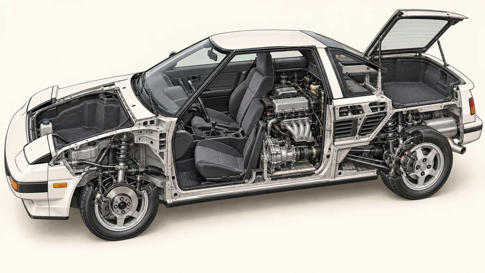 Среднемоторная компоновка Toyota MR2 AW11