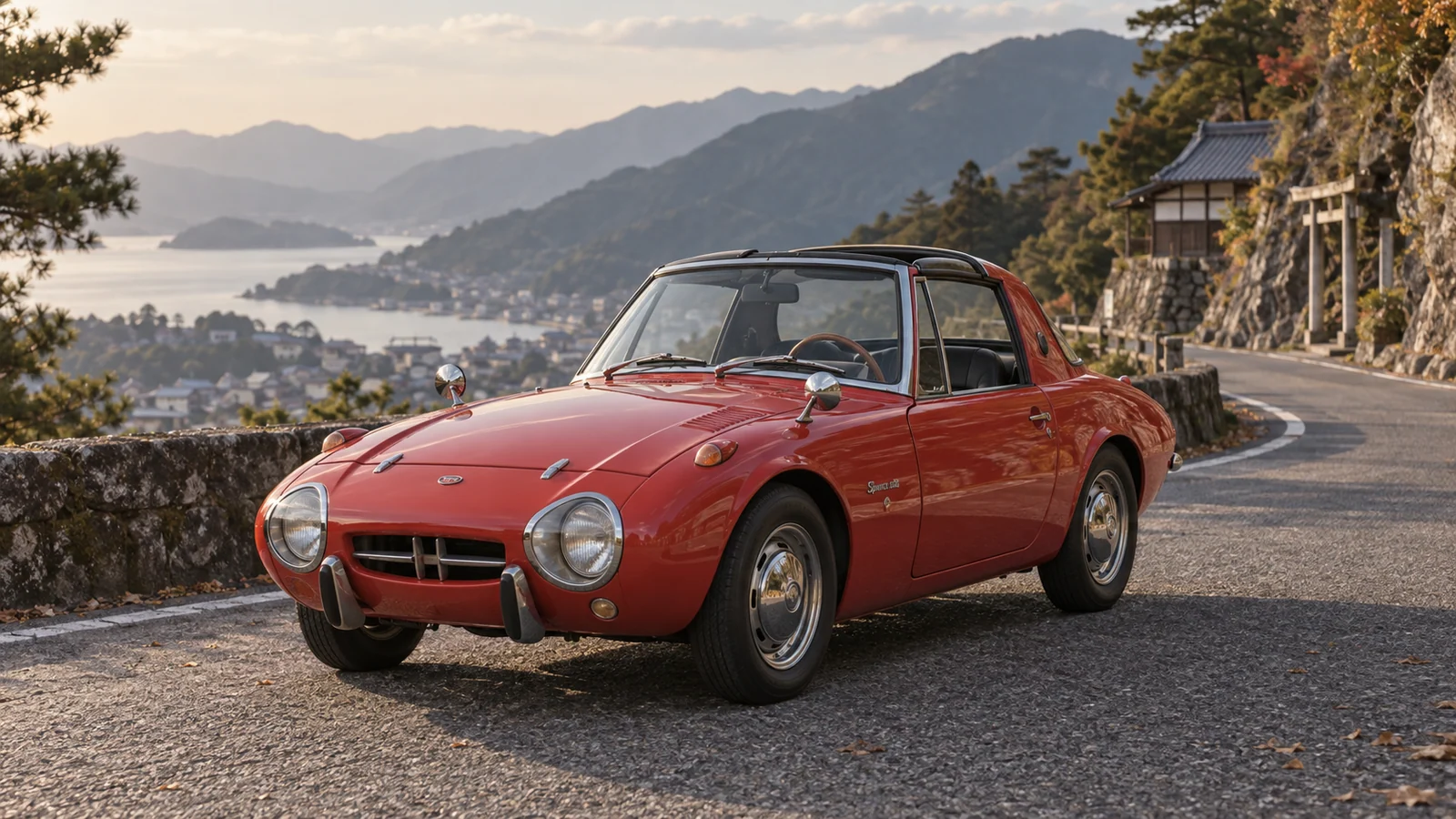 Красный Toyota Sports 800 UP15 1965 года
