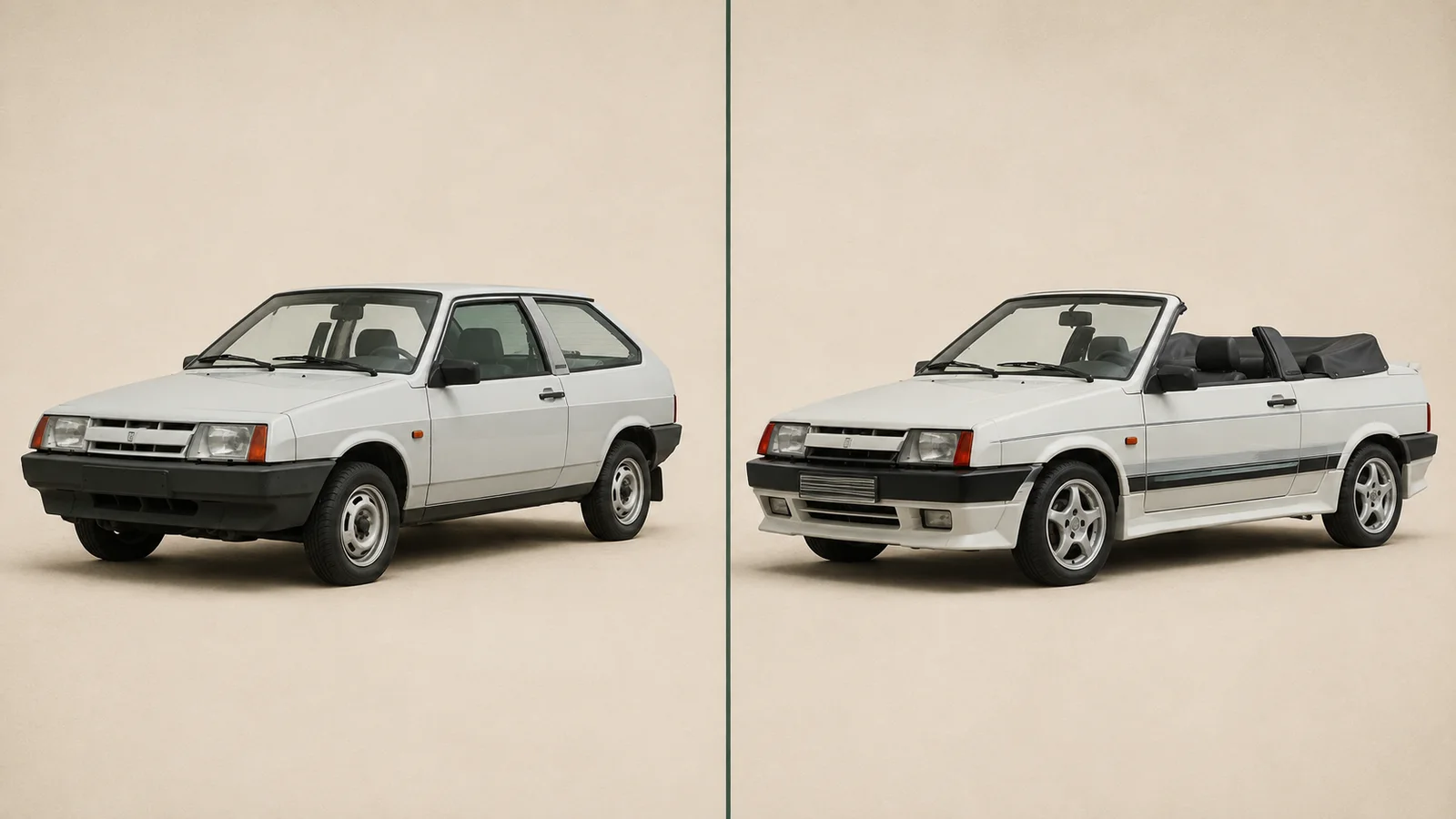 Серийный ВАЗ-2108 и кабриолет Lada Natacha