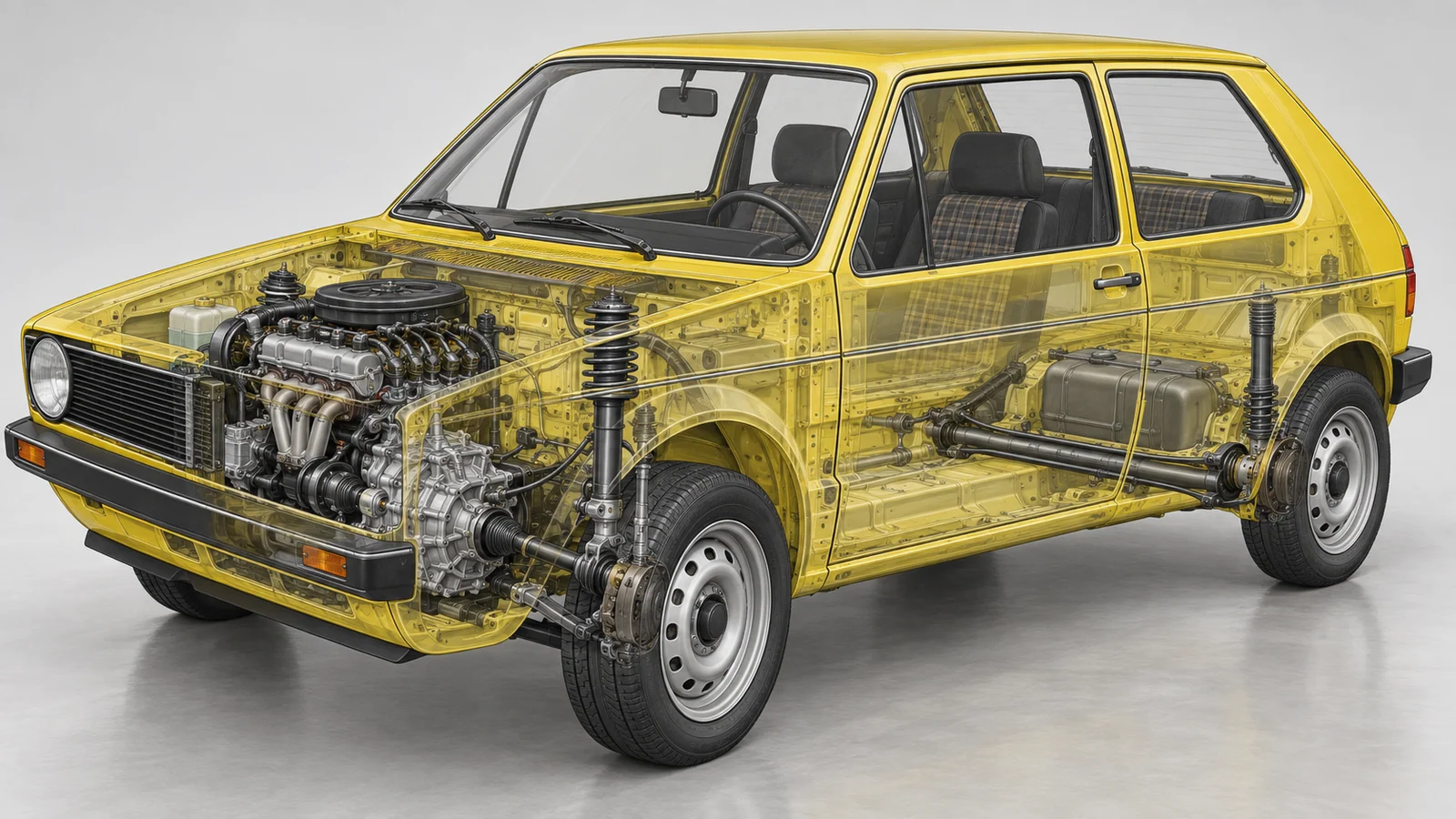 Поперечный двигатель и передний привод Volkswagen Golf Mk1
