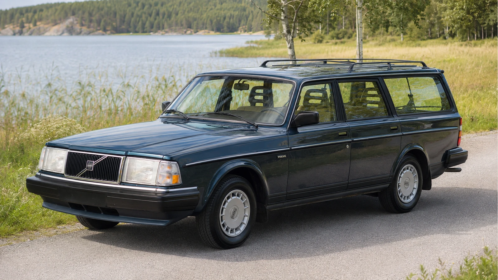 Универсал Volvo 240 1990 года — вид спереди в три четверти