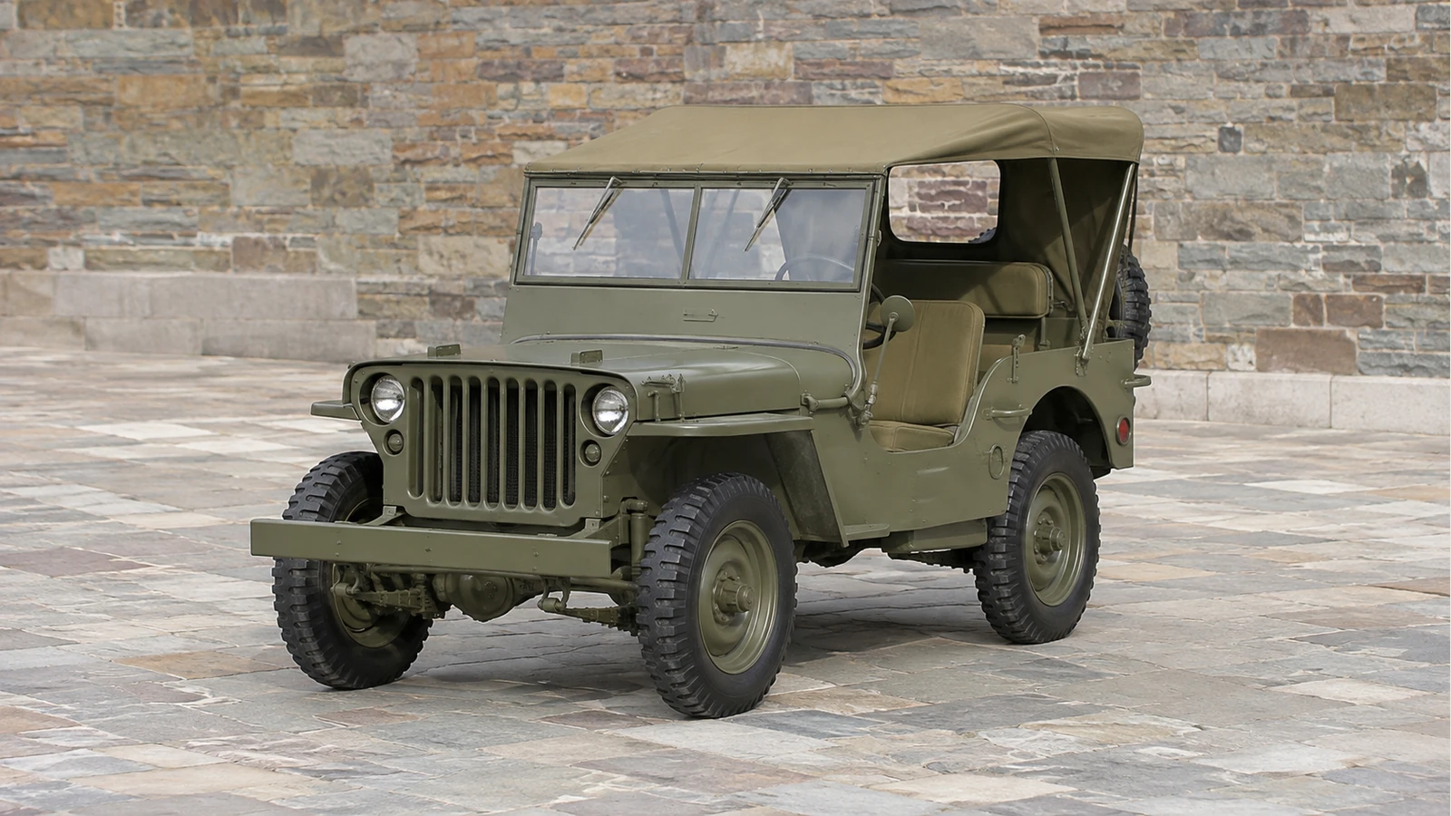 Willys MB 1943 года, решётка, ветровое стекло и передний мост