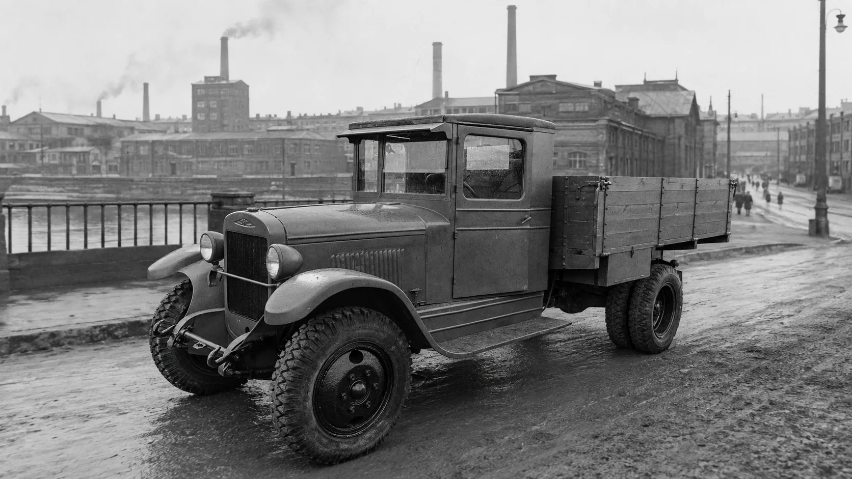 ЗИС-5 на городской промышленной улице 1930-х годов