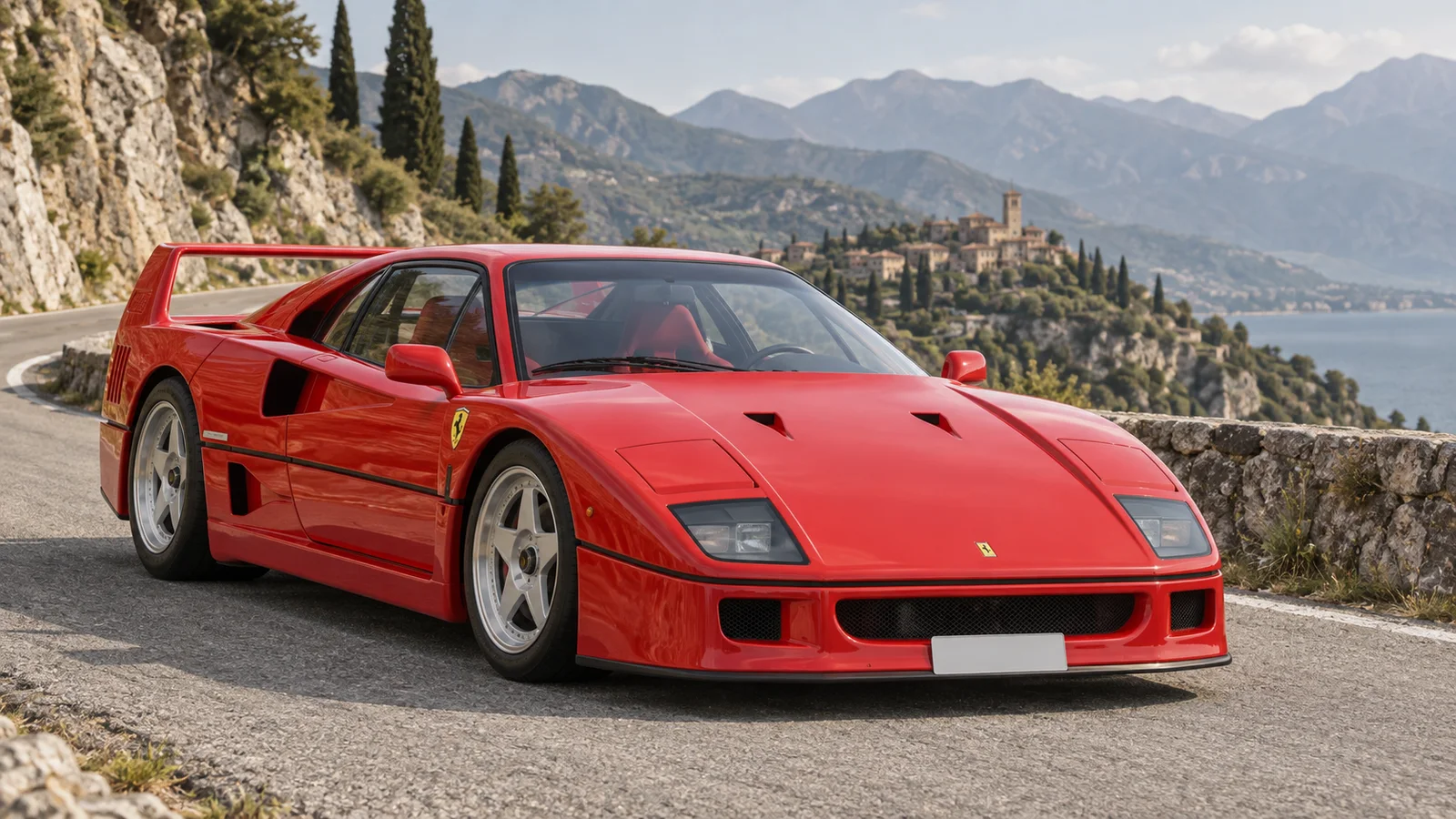Ferrari F40 с заводским высоким задним крылом.