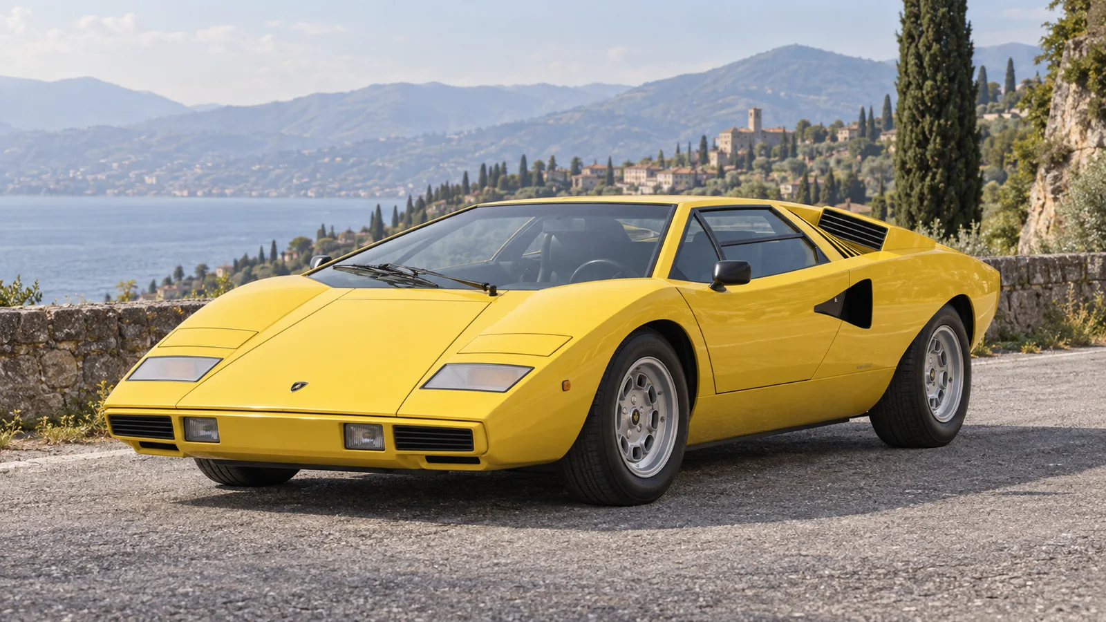 Ранний Lamborghini Countach LP400 с узким кузовом и без заднего крыла.