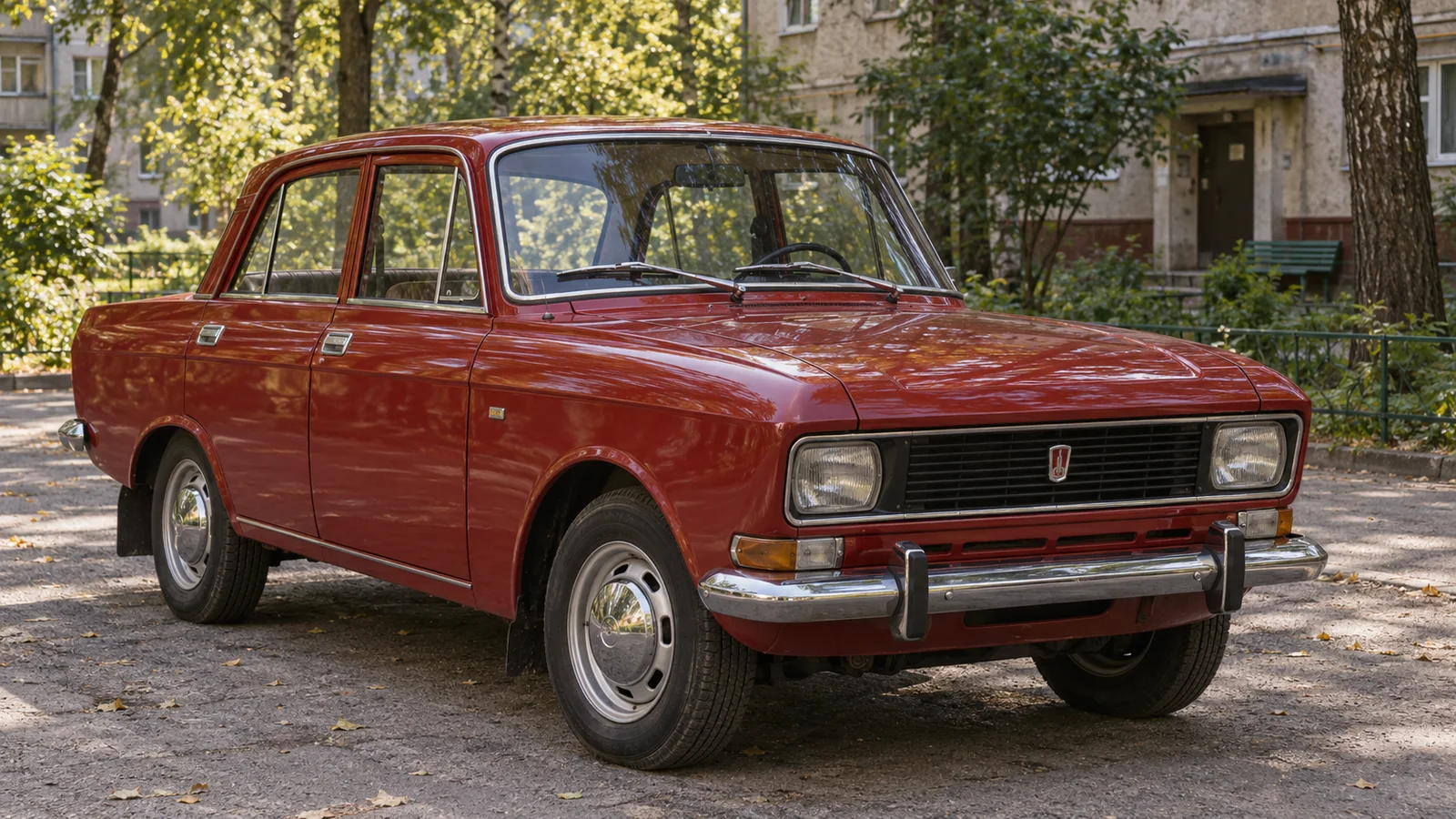 Ранний Москвич-2140 с хромированными бамперами.