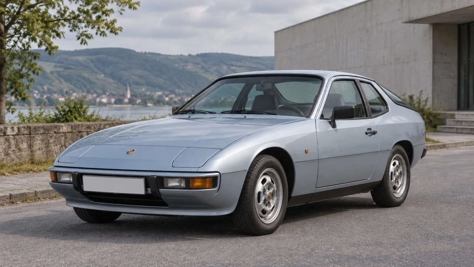 Porsche 924 с узким кузовом и закрытыми подъёмными фарами.