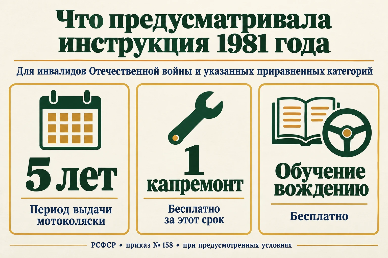 Пять лет выдачи, один капитальный ремонт и обучение в порядке 1981 года