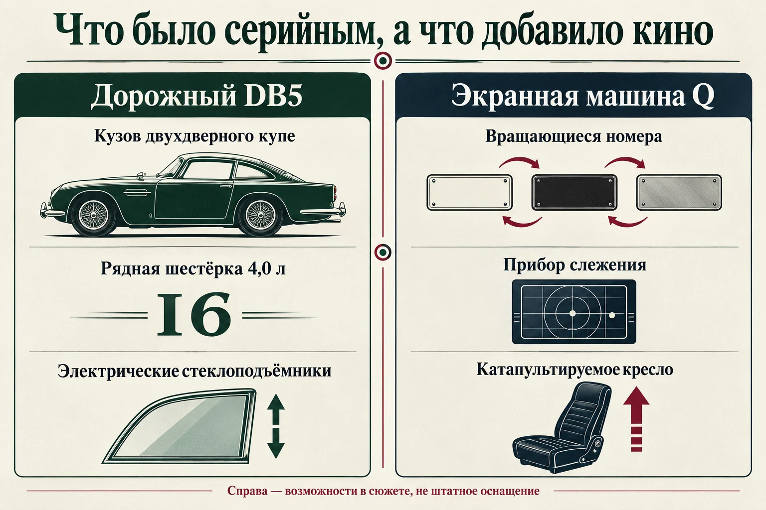 Серийная основа DB5 и возможности, добавленные в истории о Бонде