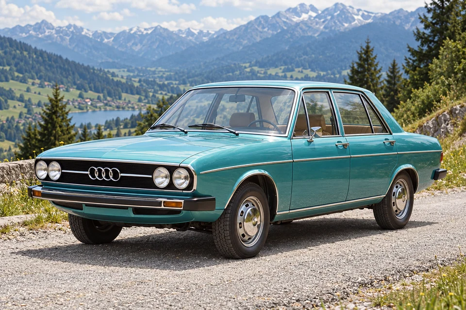 Четырёхдверный седан Audi 100 C1 с четырьмя круглыми фарами
